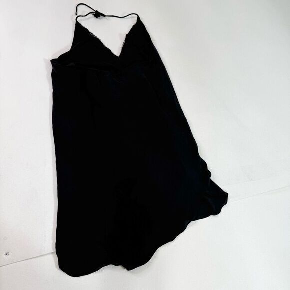 Haute Hippie Mini Dress Womens Medium Silk Beaded Halter Black Strappy - Picture 6 of 8